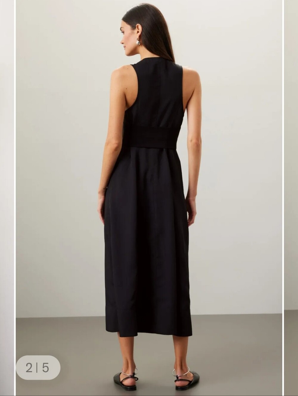 Proenza Schouler Black Sleeveless Button-Front Midi Dress with Silver Buttons - Picture 14 of 16
